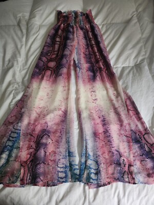 Show Me Your Mumu Pants Sheer Pink Purple Snake Print Size Small