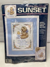 Baby Hugs 13087 Sunset Sweet Prayer Birth Record Cross Stitch Stamped Craft Art