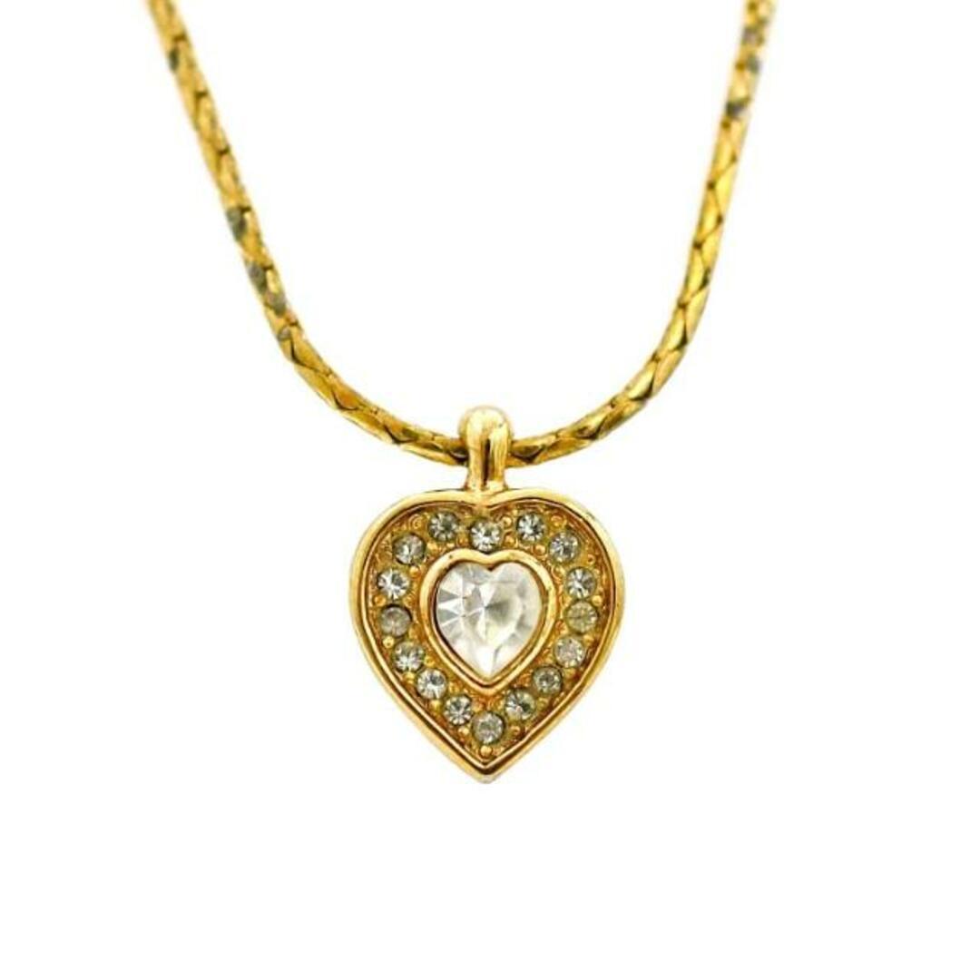 アクセサリー Dior Germany Vintage Heart Necklace Gold Christian Dior Necklace Gold Heart Gp Used Rhinestone