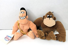2 Piece Disney Store Ape and George of the Jungle Plush Bean Bag Toy 8 inch