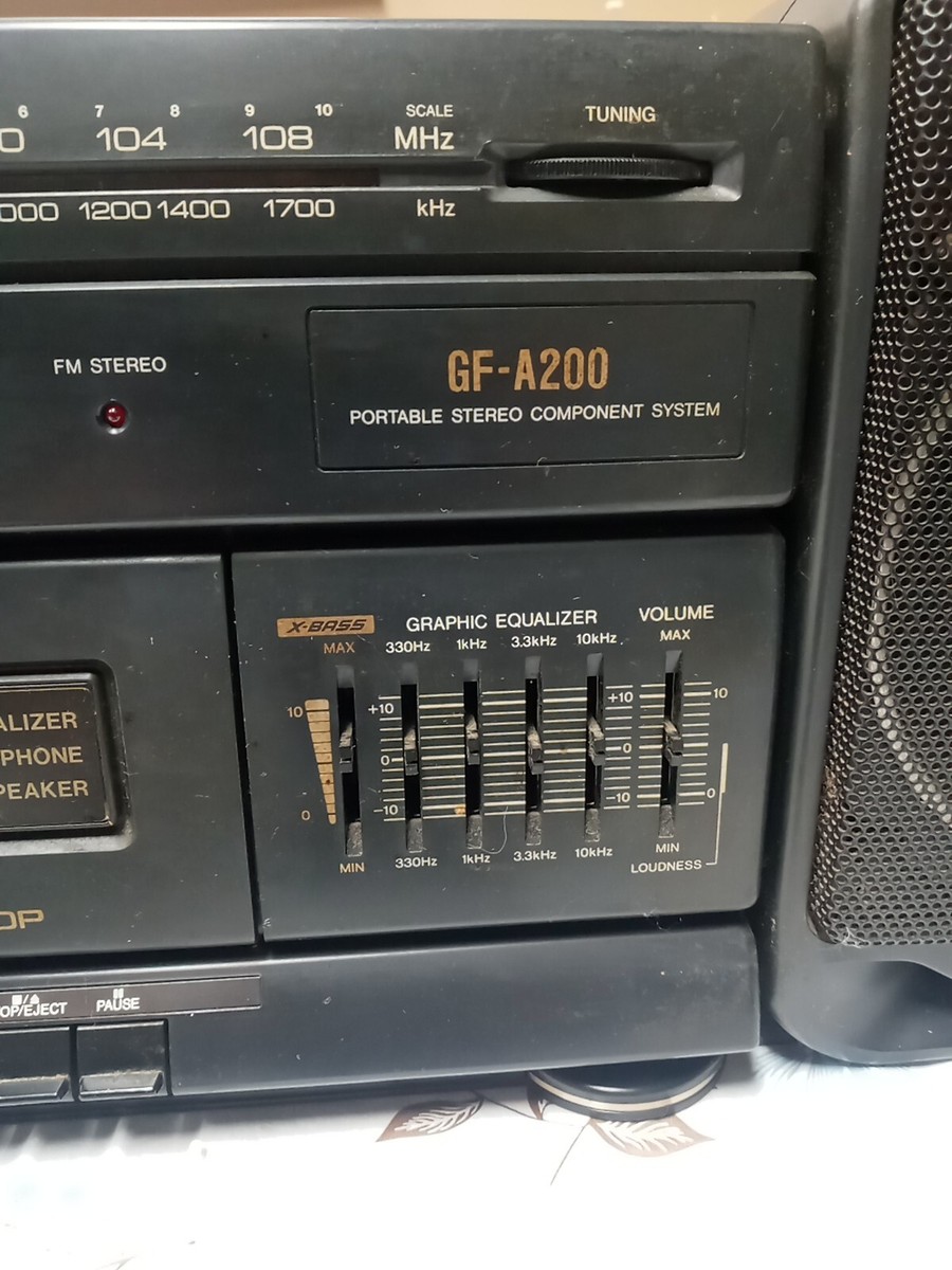 Sharp GF-A200 Boombox Radio Cassette Player. X-Bass TESTED WORKS