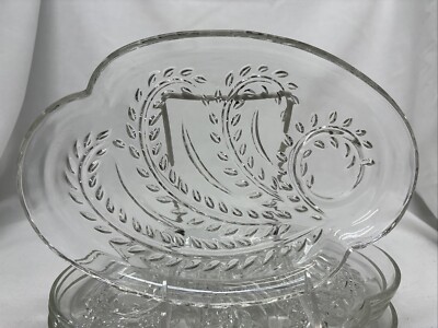 Vintage Federal Clear Glass Wheat Pattern Flat Dish 10'' Set Of 8