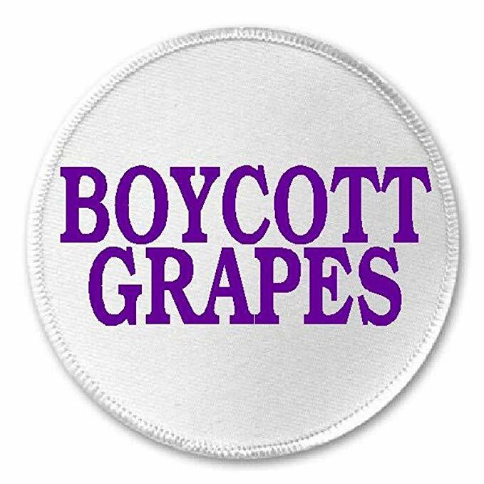 Boycott Grapes 3" Sew / Iron On Patch Salad Bowl Strike 70s Retro