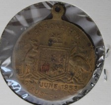 * 1953 AUSTRALIA CORONATION BRONZE MEDAL CIRCULATED EXAMPLE #HJI94