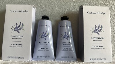 2X Crabtree & Evelyn LAVENDER Hand Therapy 3.5 oz- Sealed Under Cap-New In Box
