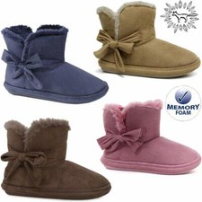 LADIES SLIPPERS NEW WOMENS MEMORY FOAM FUR THERMAL ANKLE BOOTS WARM SHOES SIZE