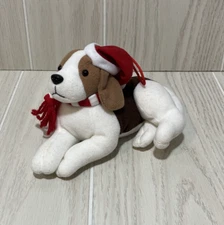 Stuffins small beagle wearing Santa hat Plush puppy dog hanging ornament loop
