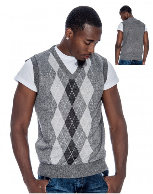 BIG&TALL MEN'S ARGYLE V NECK SWEATER VEST GRAY eBay