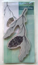 Winter Gen Penny Black Cling Rubber Stamp Pinecones pine branch