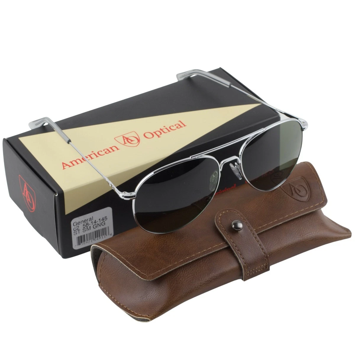 AO American Optical Military Silver Frames 58 mm Sunglasses Gray