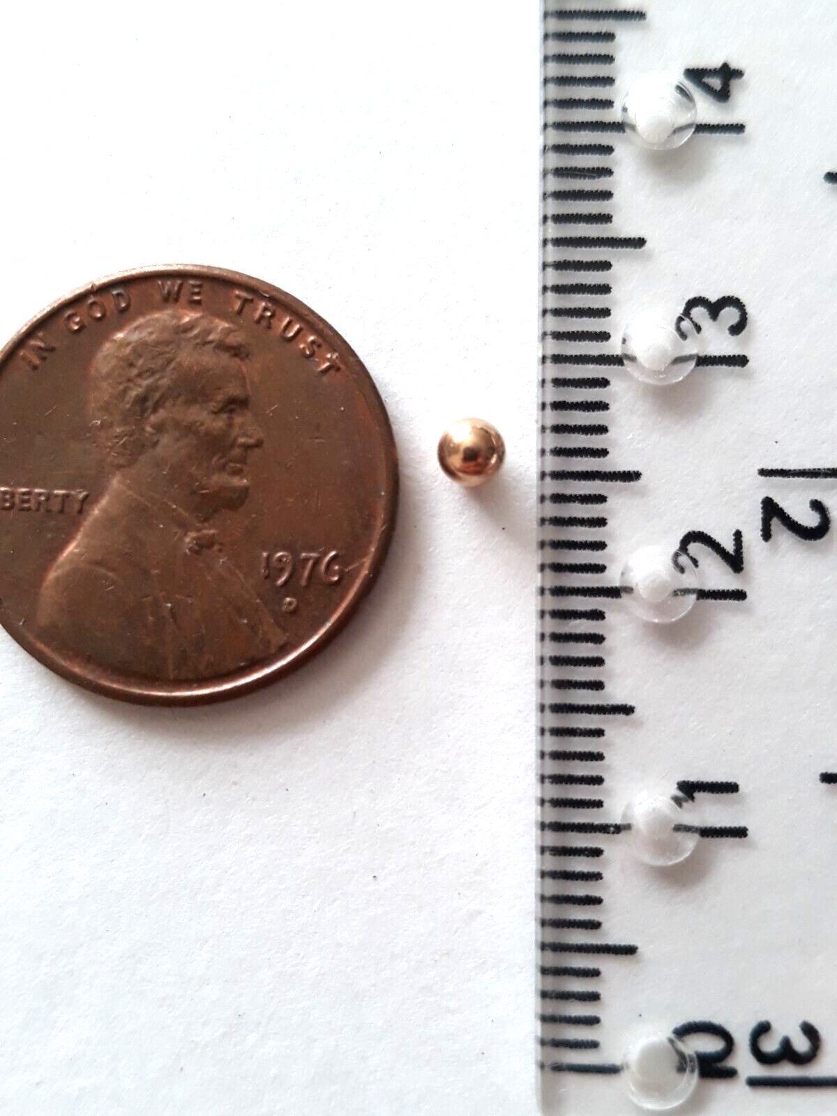 14K Solid Yellow Gold Single Ear Small Stud Earri… - image 3