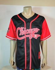 RAW BLUE VINTAGE CLASSICS Mens  Chicago Baseball Jersey Black Red White Large