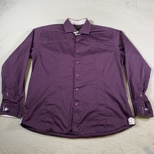 Bogosse Shirt Mens Size 6 Purple Casual Button Up Long Sleeve Adult Flip Cuff