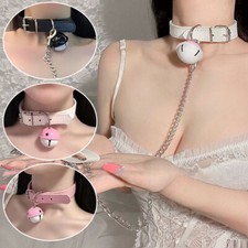 Women PU Leather Choker PU Jewelry Bell Collar Chain Necklace Punk Gothic