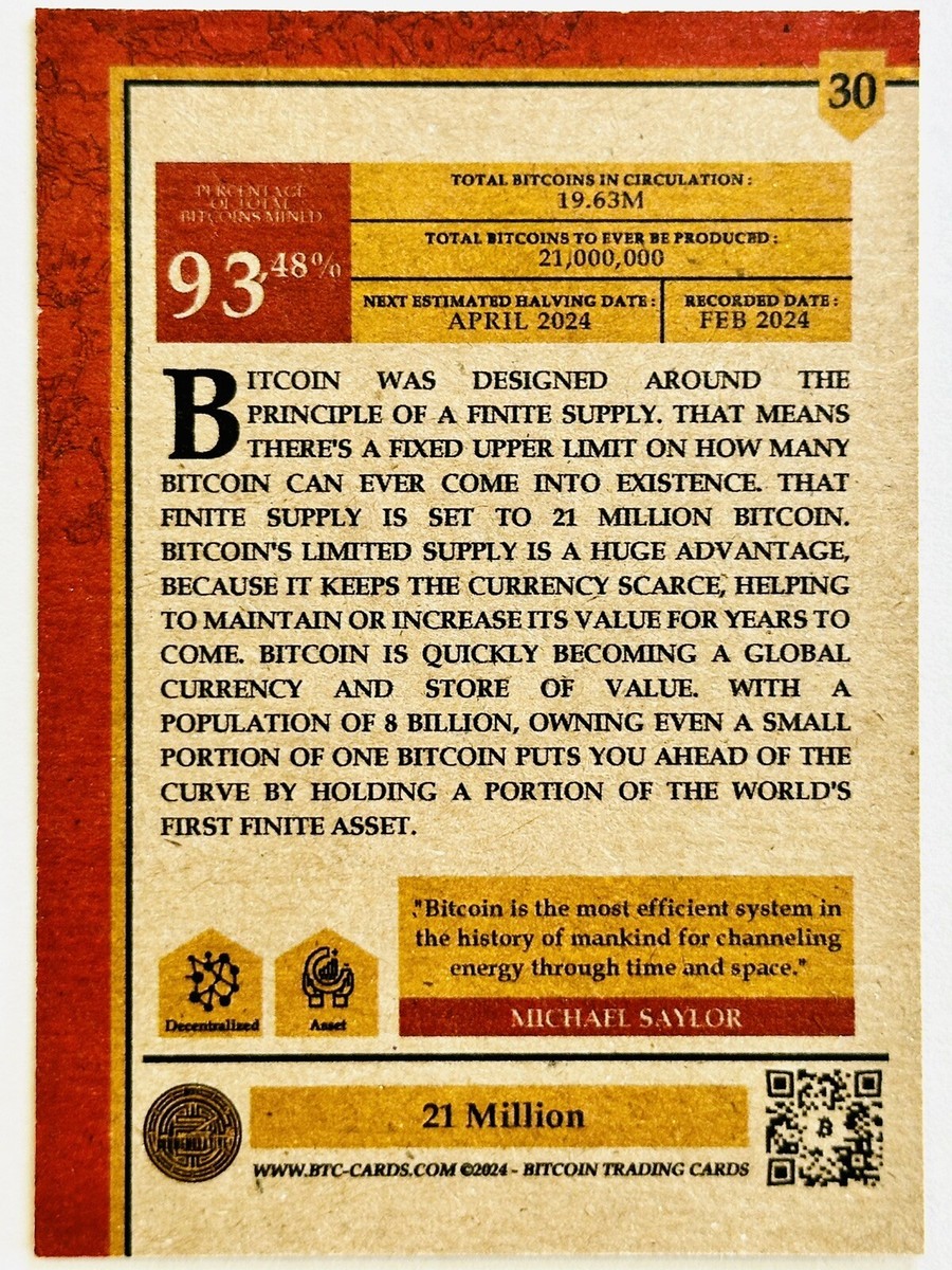 21 MILLION #30 Bitcoin Trading Cards BTCTC BITBLOCKBOOM! BBB 2024 Limited  /424