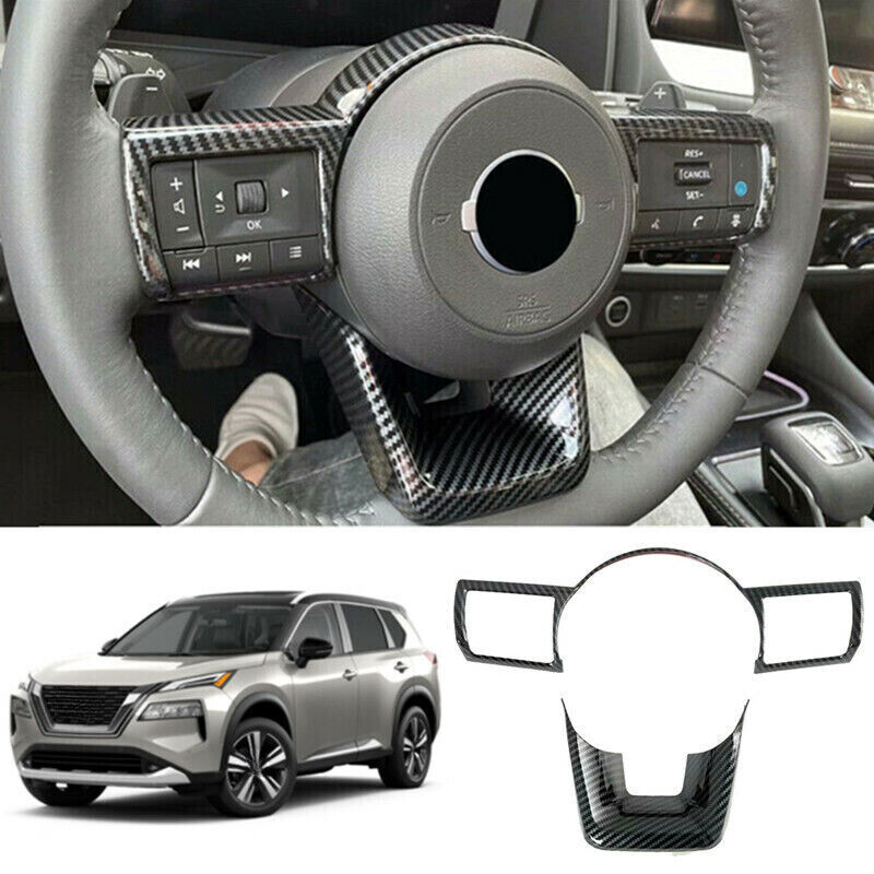 Carbon Fiber Steering Wheel Trim Cover for Nissan Rogue 2021-2024 Models