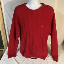 Vtg Chaps Ralph Lauren Sweater Hand Framed Red Large Crest Logo 100 Cotton FS 