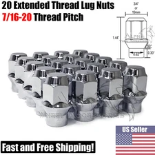 20Pc 7/16-20 Extended Thread Lug Nuts Conical For Chevy Pontiac Buick Oldsmobile