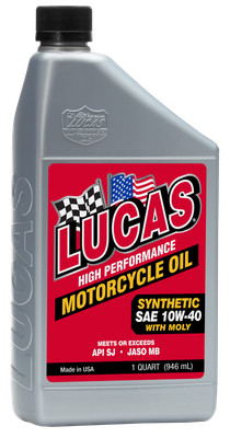 Lucas High Performance Motorcycle Oil Synthetic 10W40 with Moly - 1qt. 10777