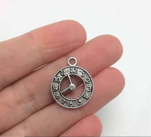 MIXED SET - 6 New IT'S ABOUT TIME CLOCK Charms Silver Alloy ONE EACH Free Ship! - Picture 2 of 6