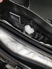 Montblanc Italy Gray Nylon Black Leather Executive Tote Handbag.