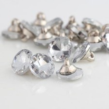CraftbuddyUS CDB01 10pcs 10mm Round Clear Crystal Diamante Rhinestone Buttons
