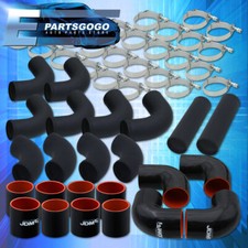 Universal 2.5 Turbo Piping Kit Black Aluminum Mandrel Bends Clamps Blk Coupler
