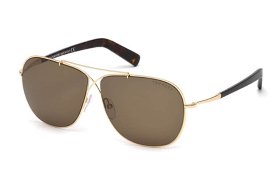 Tom Ford April TF393 Oversized Gold Aviator Sunglasses Made in Italy-With Case Tom Ford April Gold Havana / Brown Aviator Sunglasses TF393  main image 2