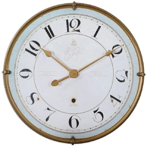 Torriana Antiqued Gold Metal Wall Clock Aged Ivory Face ~ Uttermost 06091 - Picture 2 of 3