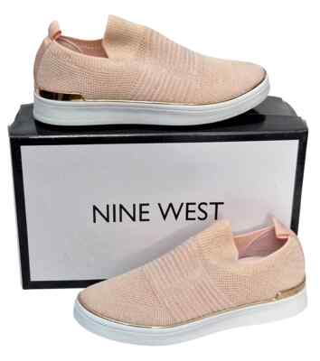 NINE WEST Staxi Cup Sole Sneaker Nude Stoff Flach Slipper Turnschuh UVP 79£