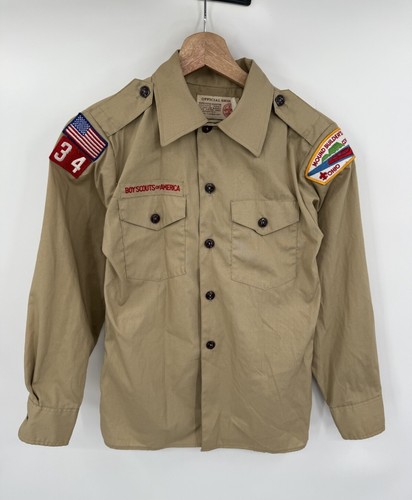 Chemise Boy Scouts Of America – Jeune, Taille L, Marron, écussons Lincoln Heritage