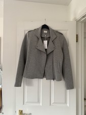 Fabulous Ladies Zipped Bikers Jacket By Vila , Jersey, Light Grey Bnwt Size M