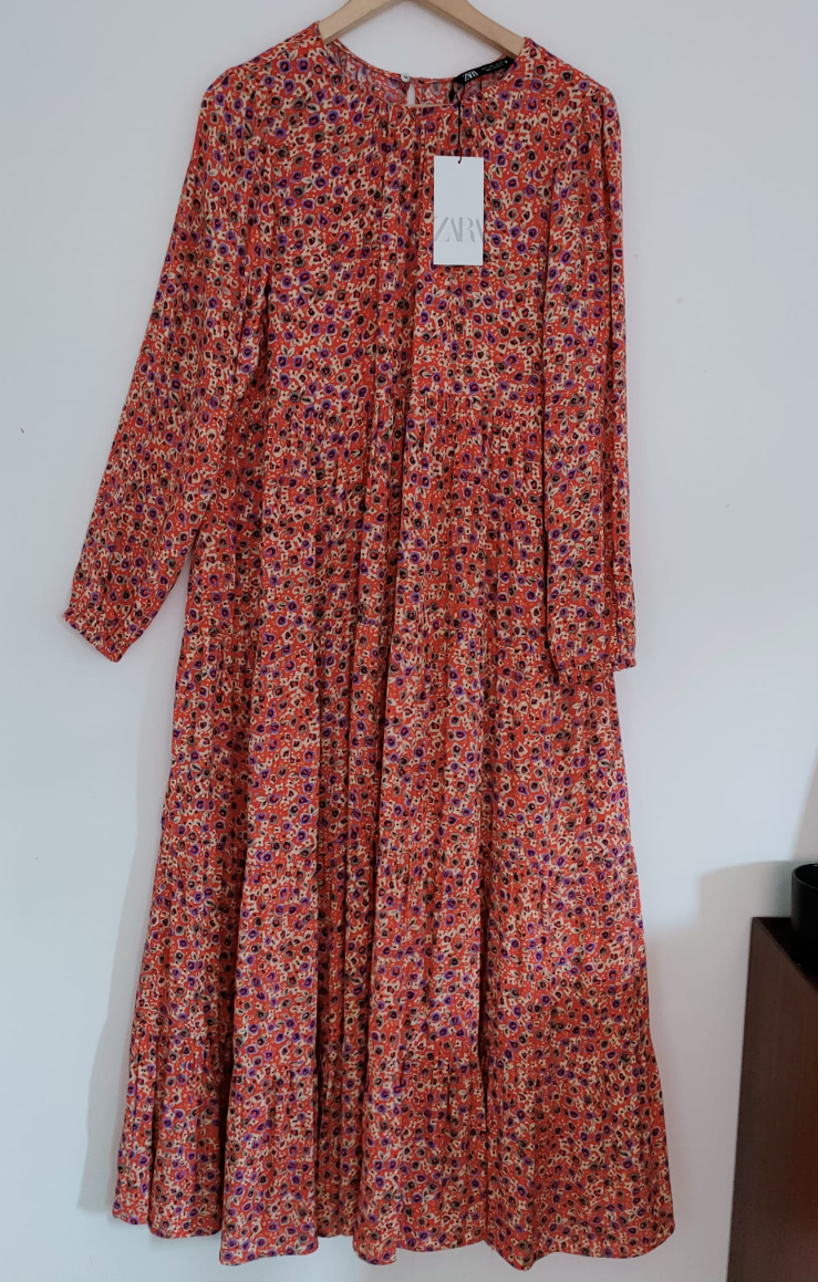 Zara Long Flowing Voluminous Floral Print Midi Dress Loose XS S BNWT | eBay