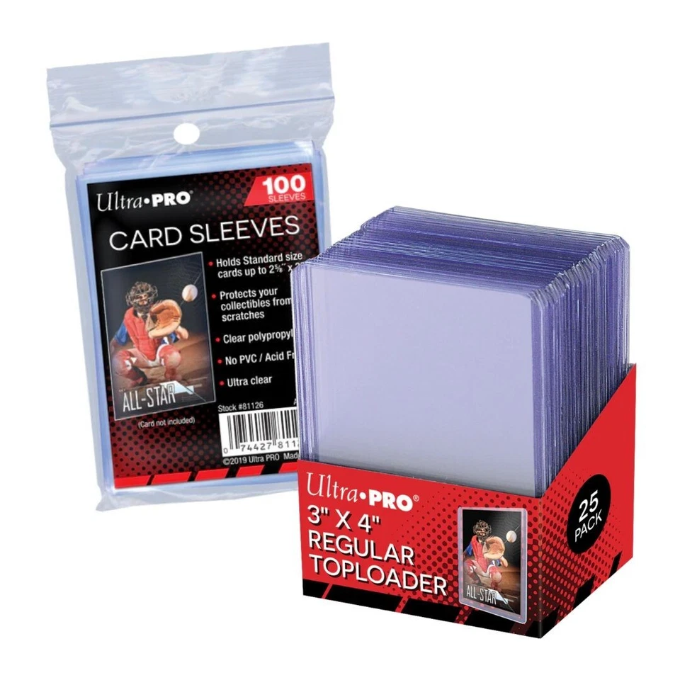 Ultra PRO Bundle - 25x Regular Toploader, 100x Card Sleeves für TCG Sammelkarten