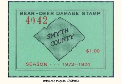 Damage Stamp HALFPRICEHUNT Virginia - Smyth 1973 $1.00 Bear Damage Stamp | eBay