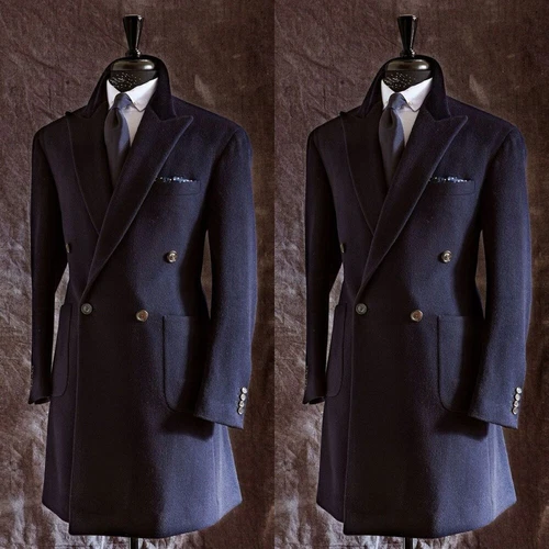 VETEMENTS Soprabito lungo uomo lana blu navy doppiopetto formale business outdoor