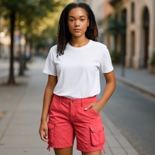 Vintage Ralph Lauren Polo Jeans Cargo Shorts Women 2 Salmon Hiking Resort Lounge