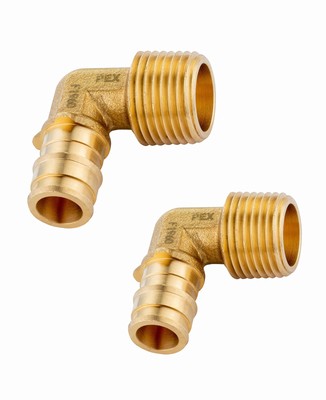 (Pack of 2) Pex A Full Flow Expansion Brass Fittings 1/2''x 1/2'' Male MNPT Elb...
