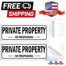 Private Property No Trespassing Sign 2 Pack, 10 x 3.5 inches Sturdy Rust Free...