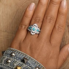 Turquoise Boho Native American Ring Size 8