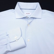 NEW -ETON PERFORMANCE Slim Fit Dress Shirt -16 35 36 White Blue DOT -STRETCH