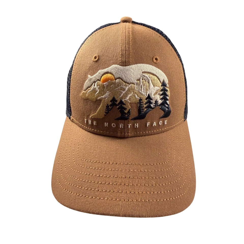The North Face Mudder Trucker Hat Brown Bear Mountain Embroidered Snapback Cap - Image 1 of 4