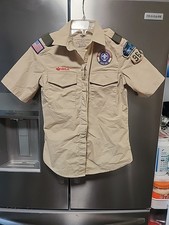 Boy Scouts of America BSA Ladies XS Uniform Shirt Iron on Patches Hickory