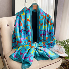 Luxury Silk Scarf Women 180X90CM Carriage Print Summer Beach Cover up Shawl Wrap