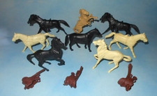 Vintage 1950-60s Marx Western Play Set Plastic Horses and Saddles
