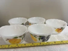 Vintage/MCM, Fire-King/Gay Fad Hand Painted Fruit Custard Cups (Set Of 5)