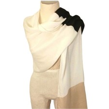 Scarf Shoulder Wrap LARGE 80 x27 Neutral Color Block Pattern EARTH Tones Fancy