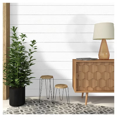 Threshold Textured Shiplap 198''x20.5'' Peel and Stick Wallpaper Rustic, White