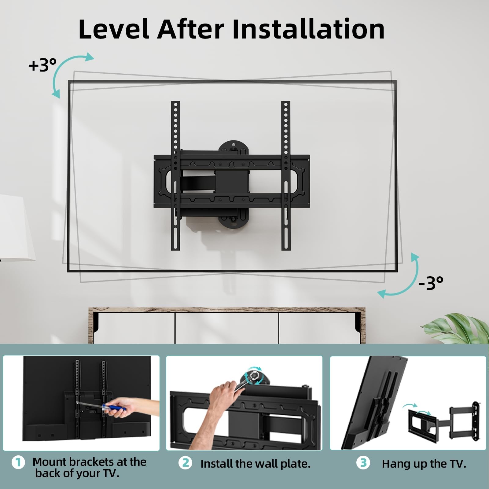 Outdoor Full Motion Weatherproof TV Wall Mount for 26-65 inch Flat/Curved TVs...