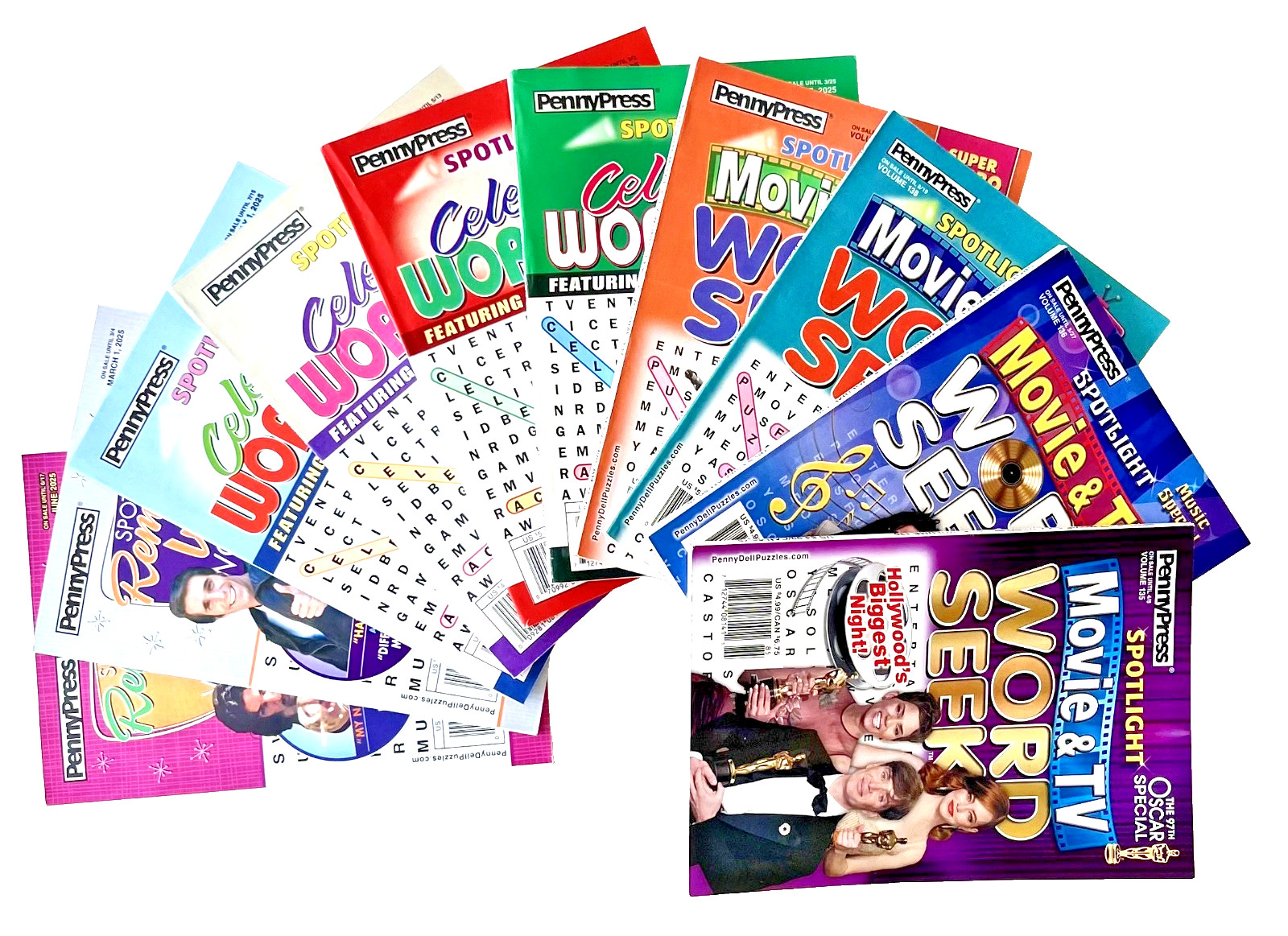 New lot 10 penny press spotlight word seek search celebrity movie puzzle books